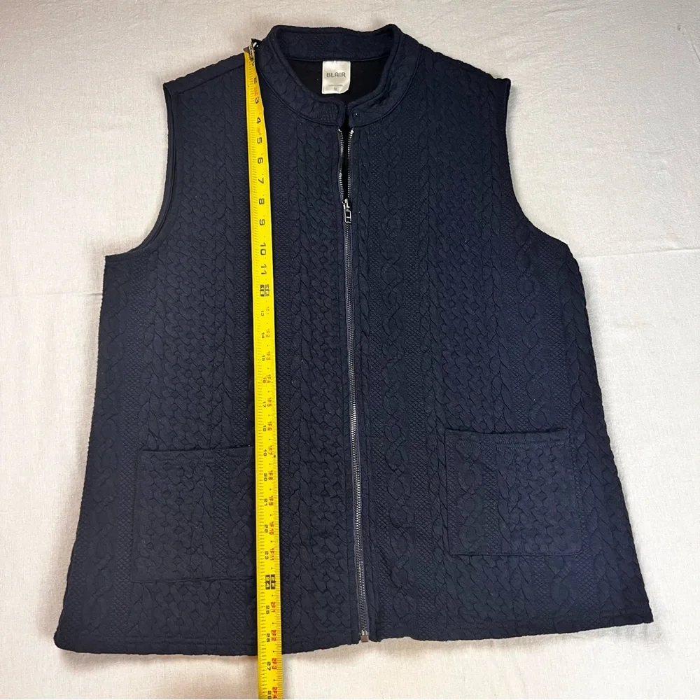 Blair Women’s Navy Sweater Vest Medium Full Zipper - Picture 3 of 7